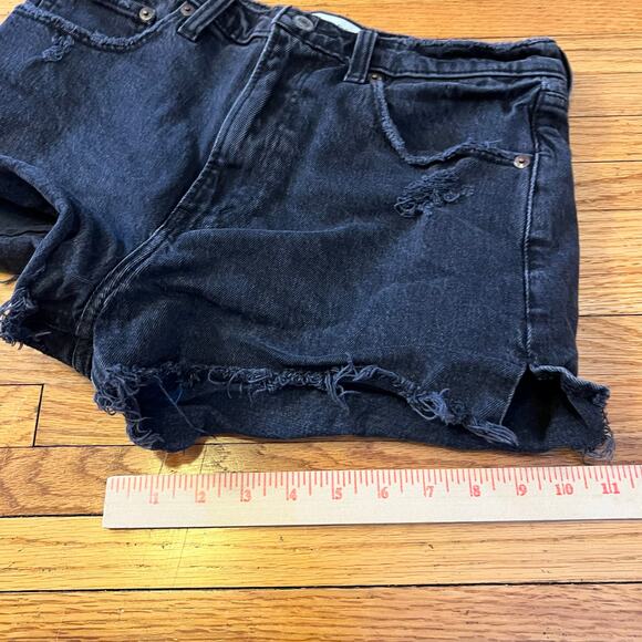 Abercrombie & Fitch Jean Shorts Womens 28 /6 High Rise Mom Black Cut Off Raw Hem - Picture 8 of 8
